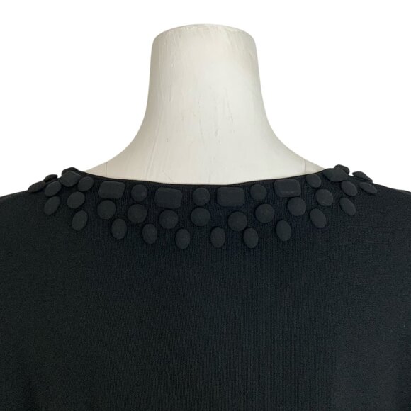 Lafayette 148 New York Bolero Cardigan Sweater XL Black Short Sleeve Crop Beaded - Picture 11 of 15
